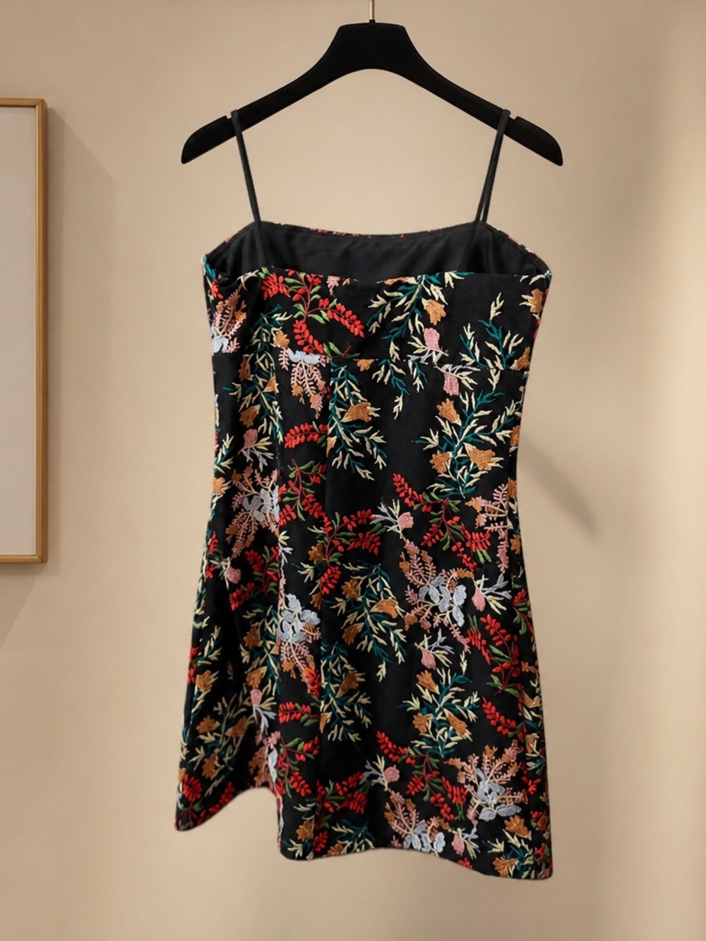 Urban Outfitters Black Floral Embroidered Mini Dress